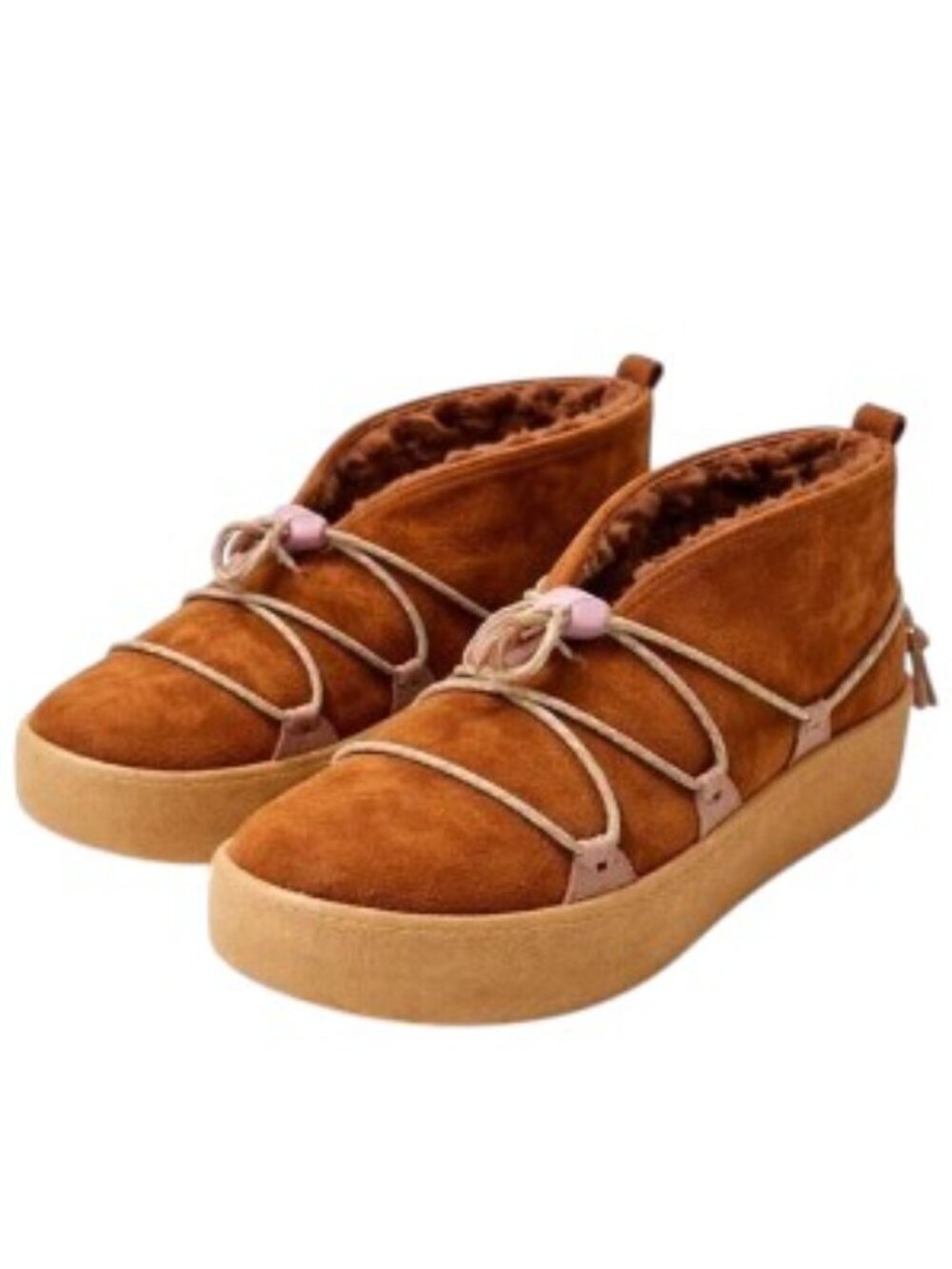 Free People x MUKS LUKS Snowdrop Micro Shearling Boots 7 Burnt Caramel